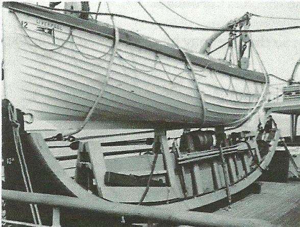 R.M.S.Olympic – 30ft(9.14m.)Collapsible boat stowed beneath a conventional lifeboat