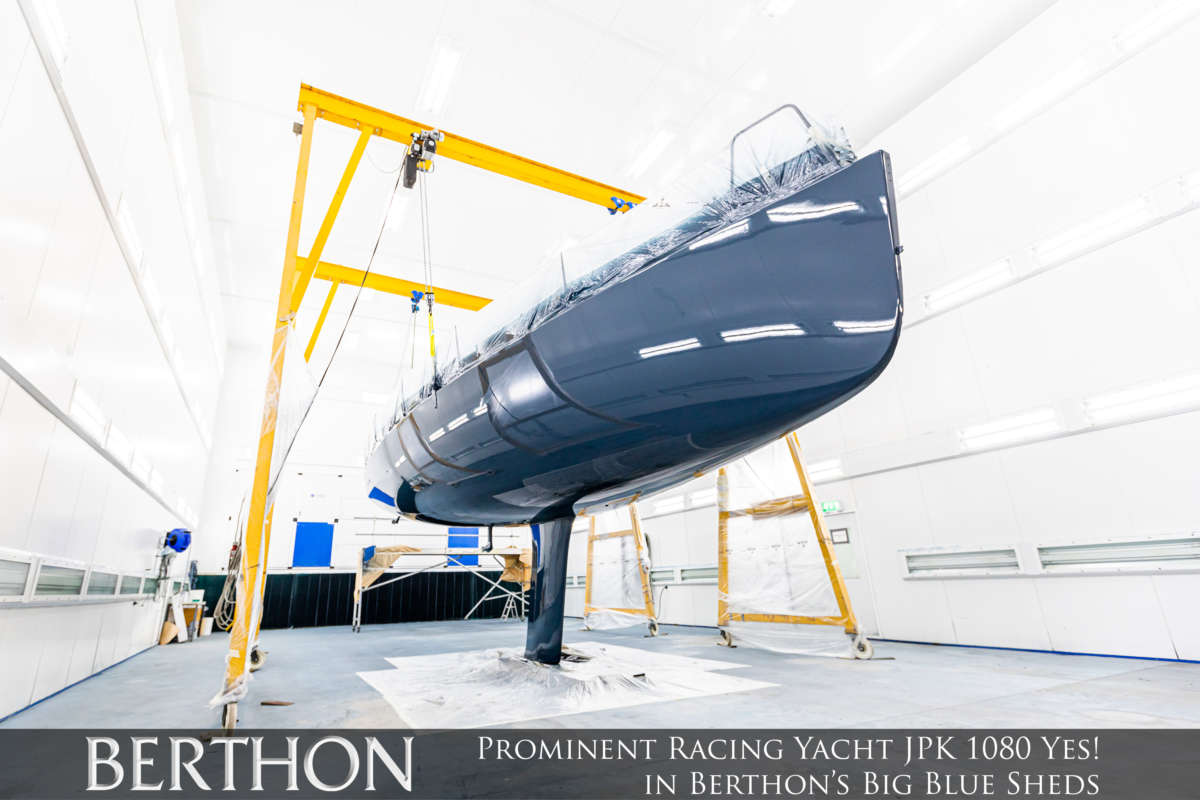 Yes! in Berthon’s Big Blue Sheds JPK 1080 Yes - yacht painting