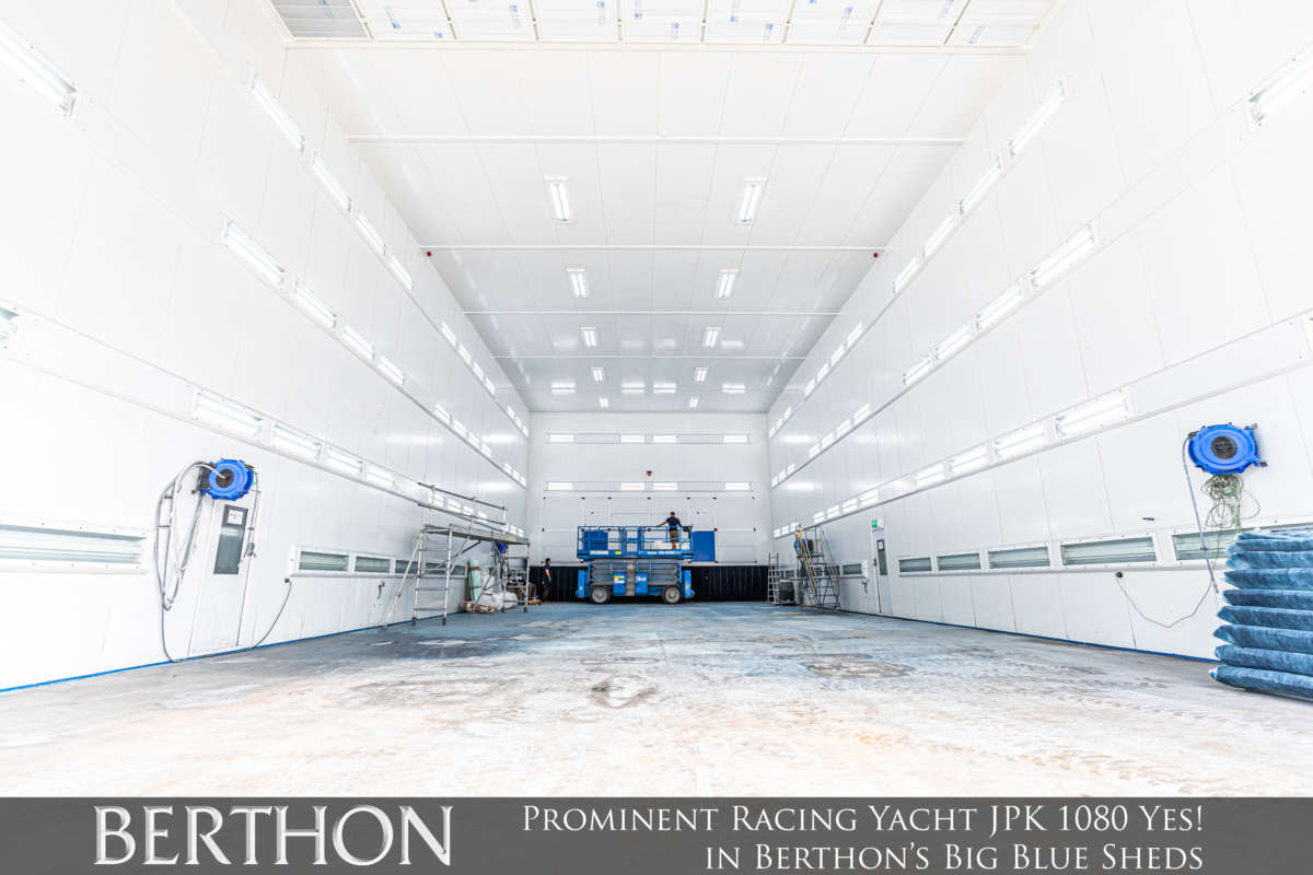 Yes! in Berthon’s Big Blue Sheds JPK 1080 Yes - yacht painting