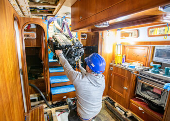 Fitting a new engine onboard a yacht