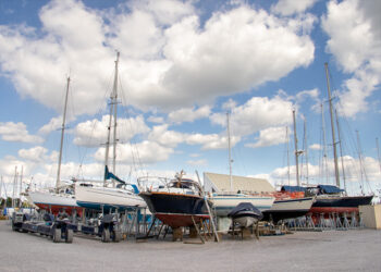 Yachts on hard storage