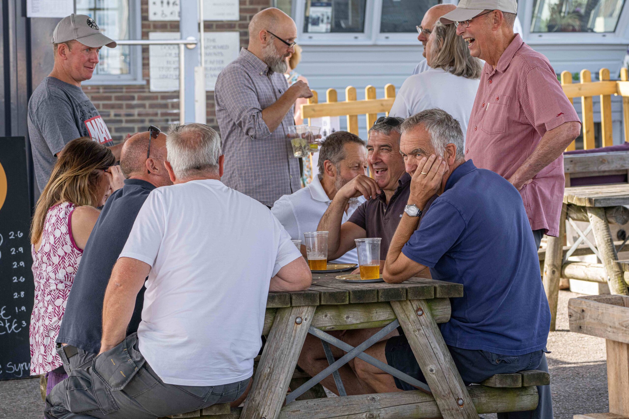 Berthon employees enjoy Dave Street's retirement party at the B Bar, in Berthon's Lymington Marina.